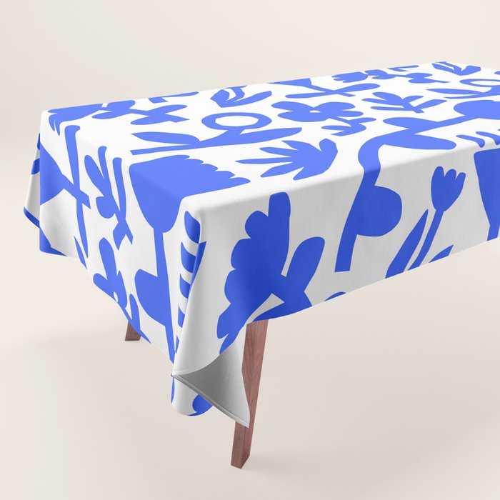 Abstract blue flower nature art pattern Tablecloth Gallery Image 1
