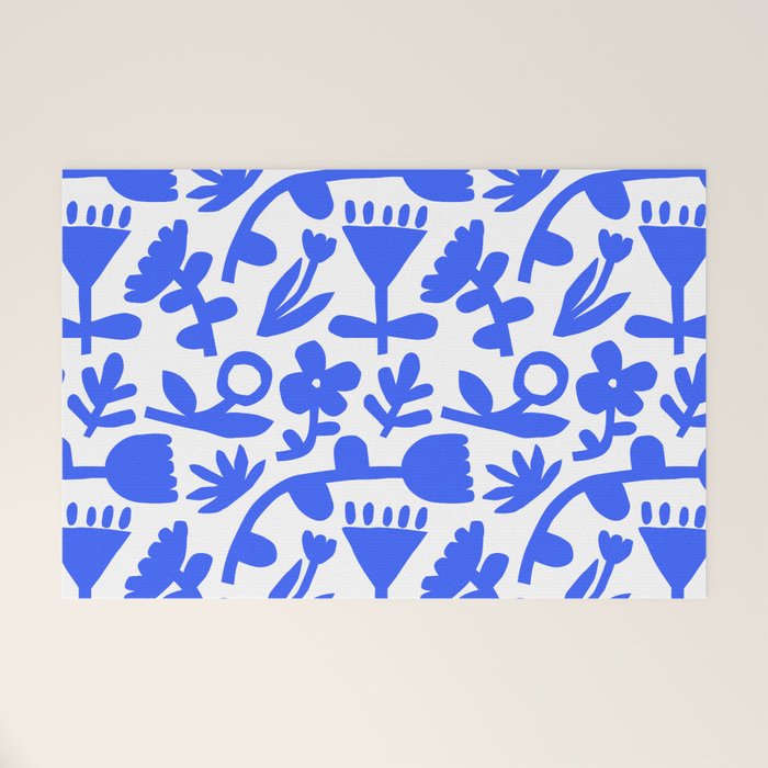 Abstract blue flower nature art pattern Welcome Mat Gallery Image 1