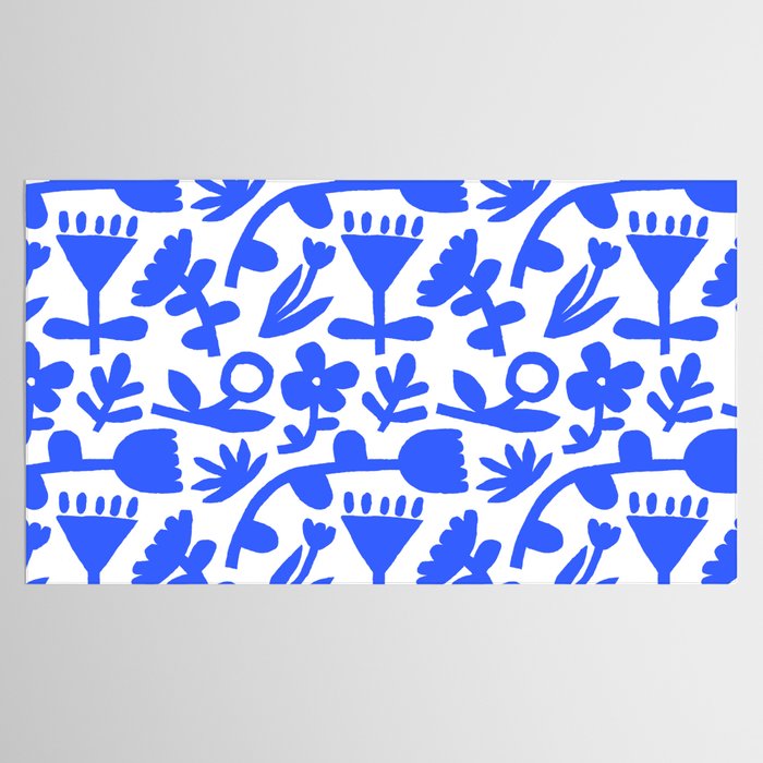 Abstract blue flower nature art pattern Tablecloth Gallery Image 2