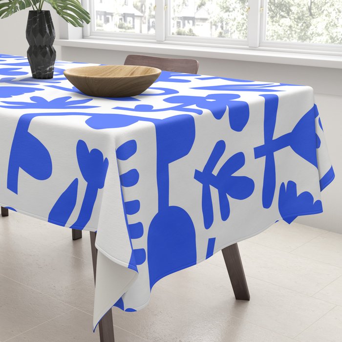 Abstract blue flower nature art pattern Tablecloth Gallery Image 3