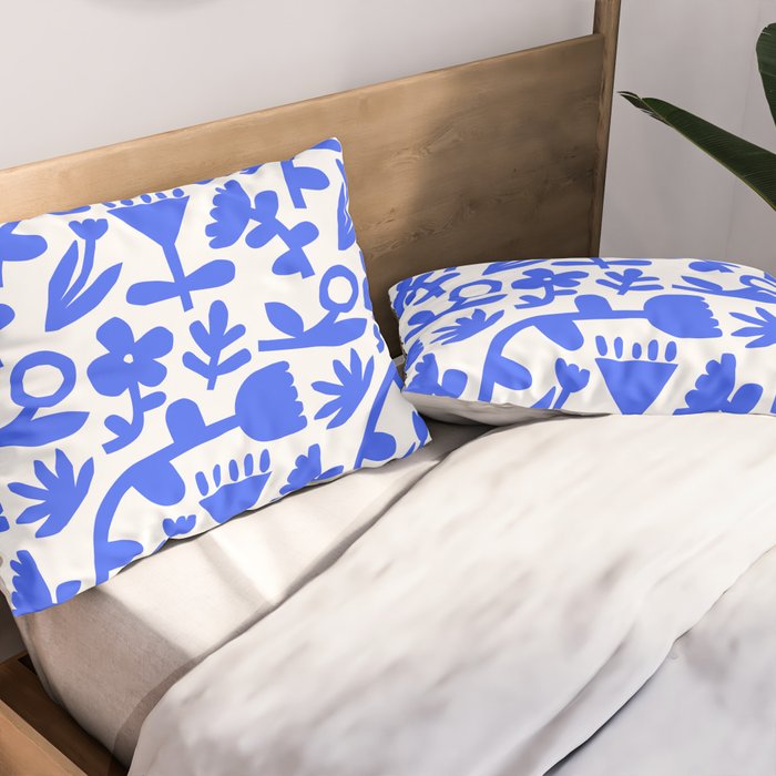 Abstract blue flower nature art pattern Pillow Sham Gallery Image 2