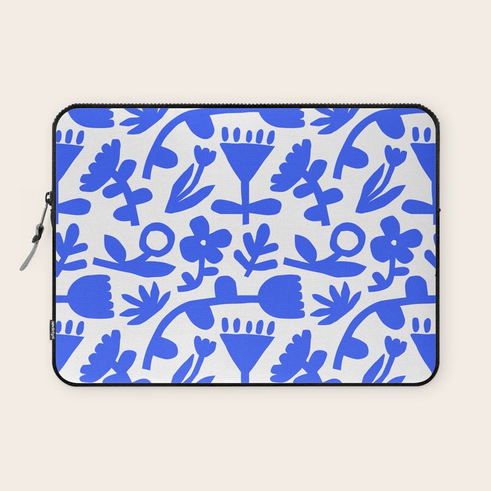 Abstract blue flower nature art pattern Laptop Sleeve Gallery Image 1