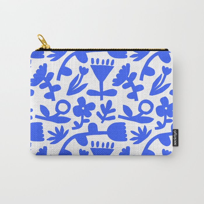 Abstract blue flower nature art pattern Carry All Pouch Gallery Image 1