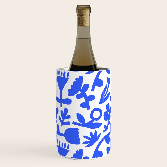 Abstract blue flower nature art pattern Wine Chiller Gallery Image 2