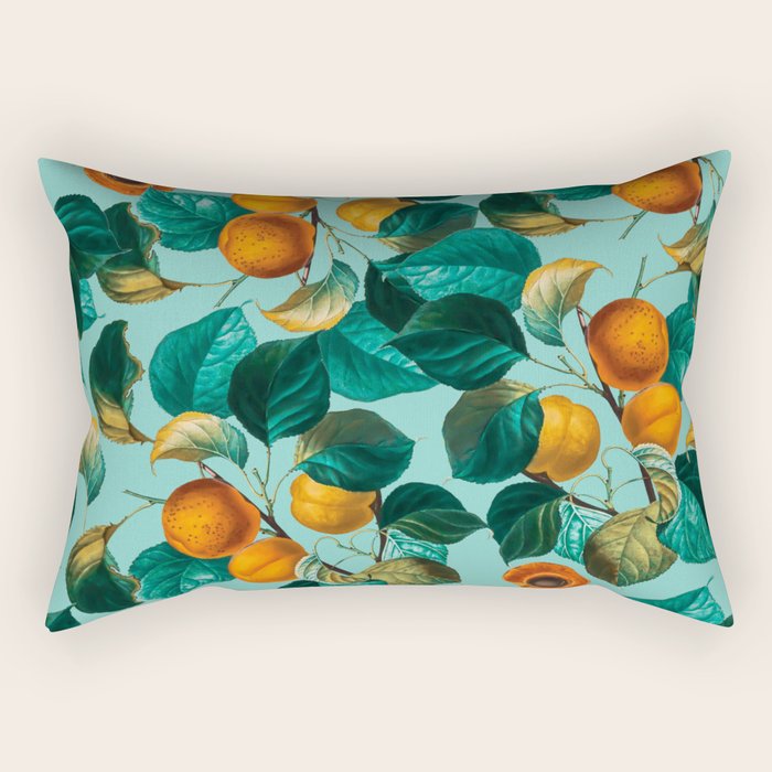 Peach and Leaf Pattern Rectangular Pillow Gallery Image 1