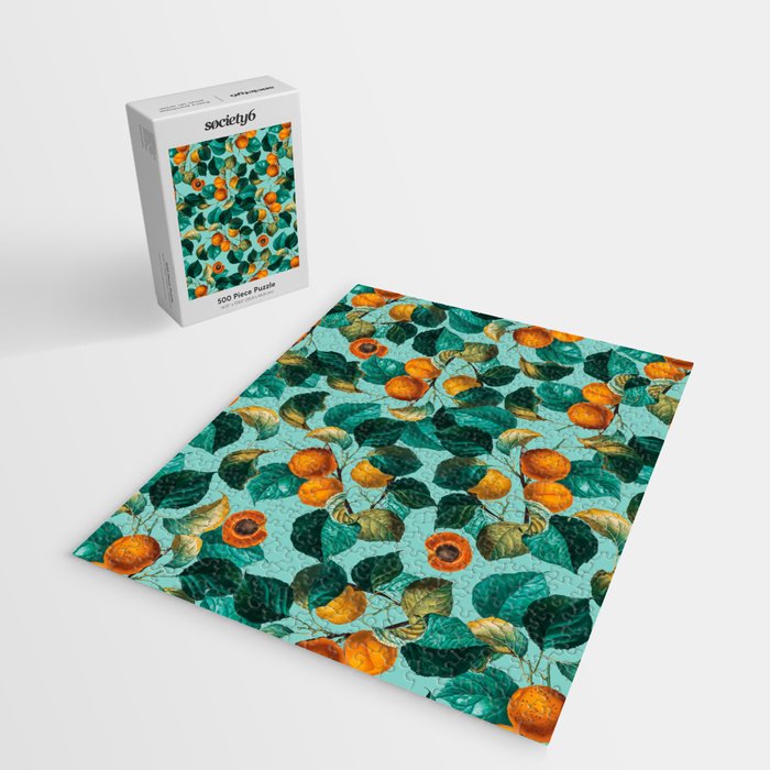 Peach and Leaf Pattern Jigsaw Puzzle Gallery Image 2