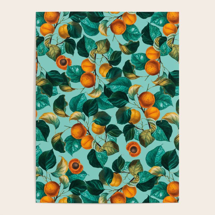 Peach and Leaf Pattern Poster Gallery Image 4