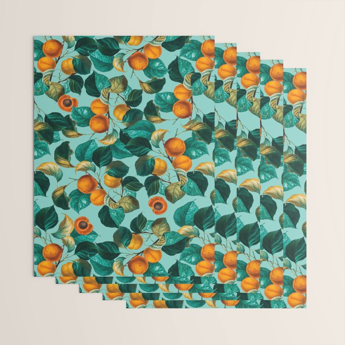 Peach and Leaf Pattern Wrapping Paper Gallery Image 3