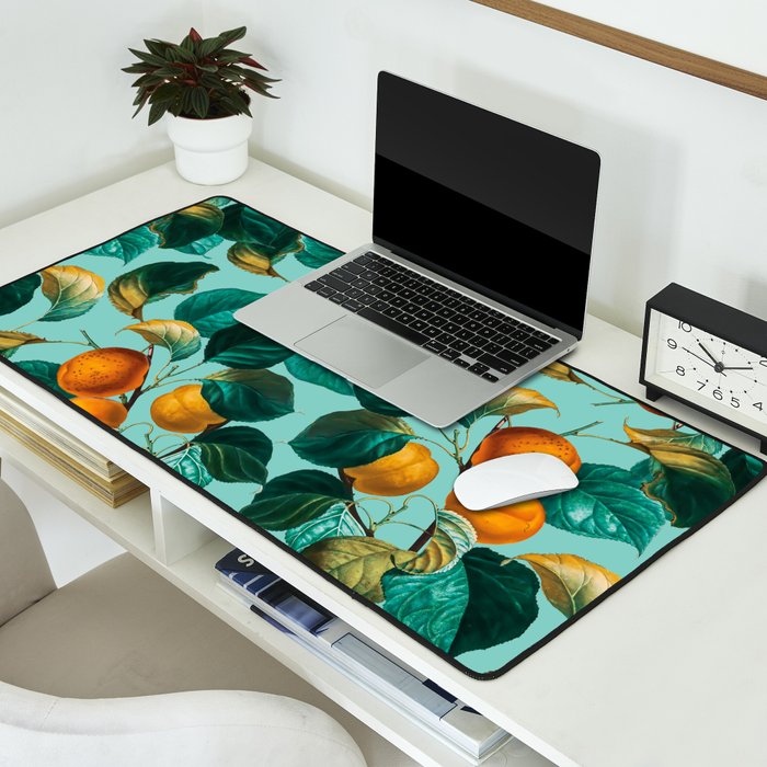 Peach and Leaf Pattern Desk Mat Gallery Image 2