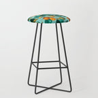 Peach and Leaf Pattern Stool Gallery Image 1