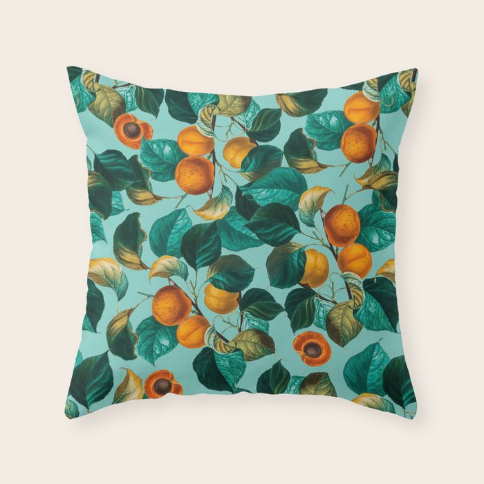 Peach and Leaf Pattern Throw Pillow Gallery Image 6