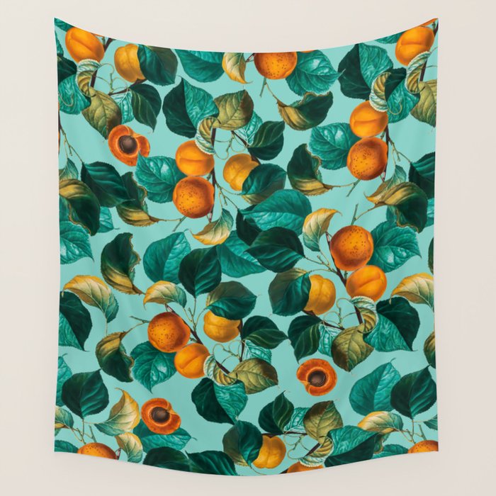 Peach and Leaf Pattern Wall Tapestry Gallery Image 4