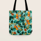 Peach and Leaf Pattern Tote Bag Gallery Image 1