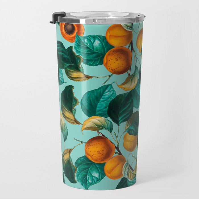 Peach and Leaf Pattern Travel Mug Gallery Image 3