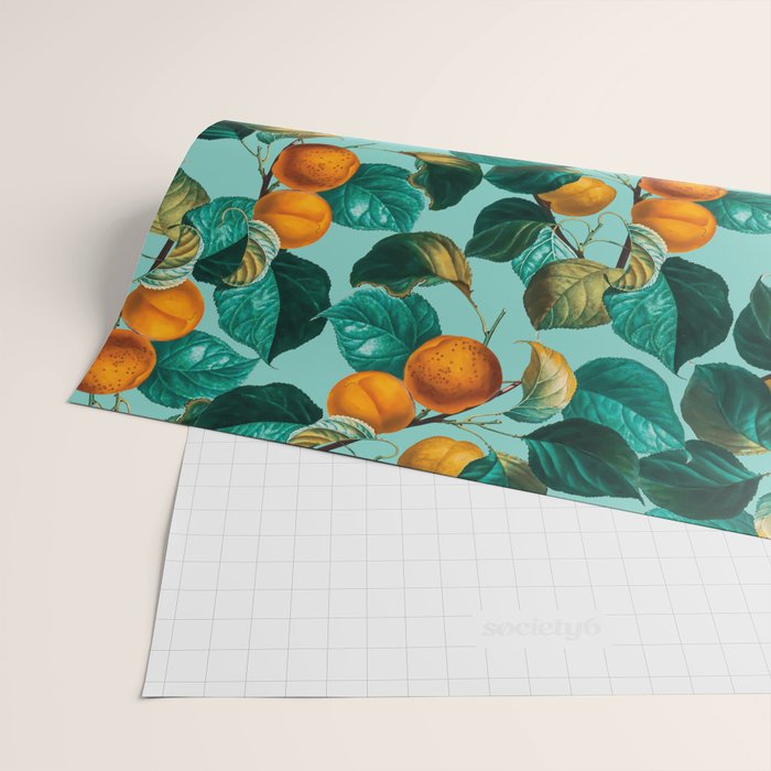 Peach and Leaf Pattern Wrapping Paper Gallery Image 2