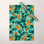 Peach and Leaf Pattern Wrapping Paper Gallery Image 1