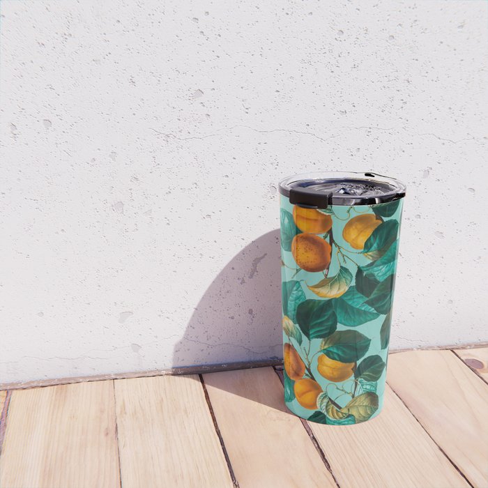 Peach and Leaf Pattern Travel Mug Gallery Image 4