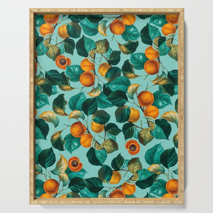 Peach and Leaf Pattern Serving Tray Gallery Image 1