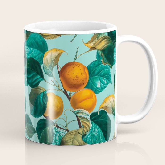 Peach and Leaf Pattern Coffee Mug Gallery Image 1