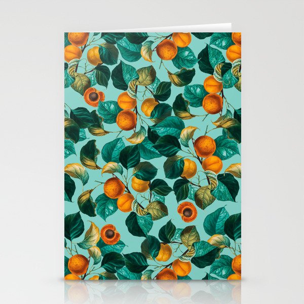 Peach and Leaf Pattern Stationery Card Gallery Image 1