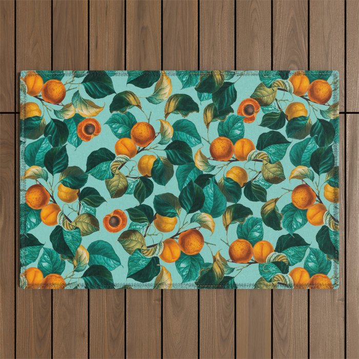 Peach and Leaf Pattern Outdoor Rug Gallery Image 1