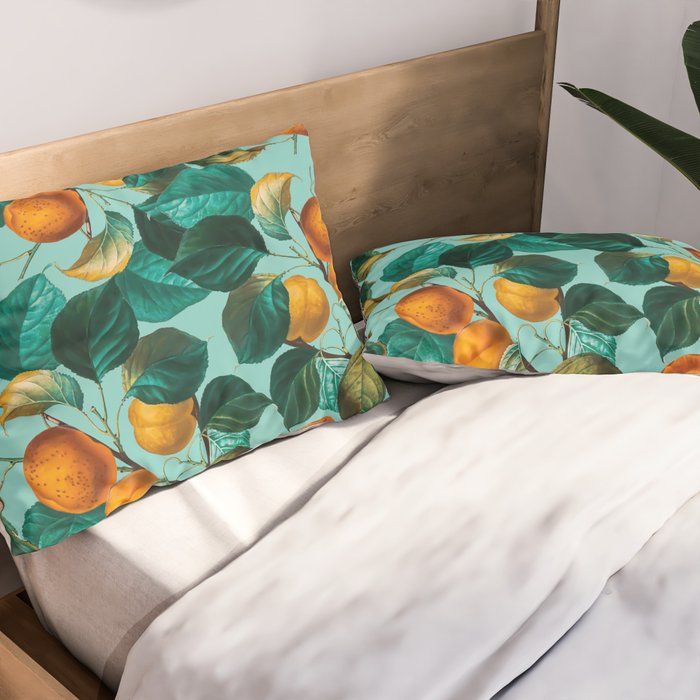 Peach and Leaf Pattern Pillow Sham Gallery Image 2