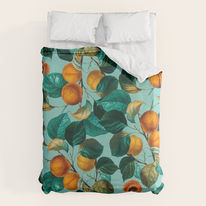 Peach and Leaf Pattern Duvet Cover Gallery Image 1