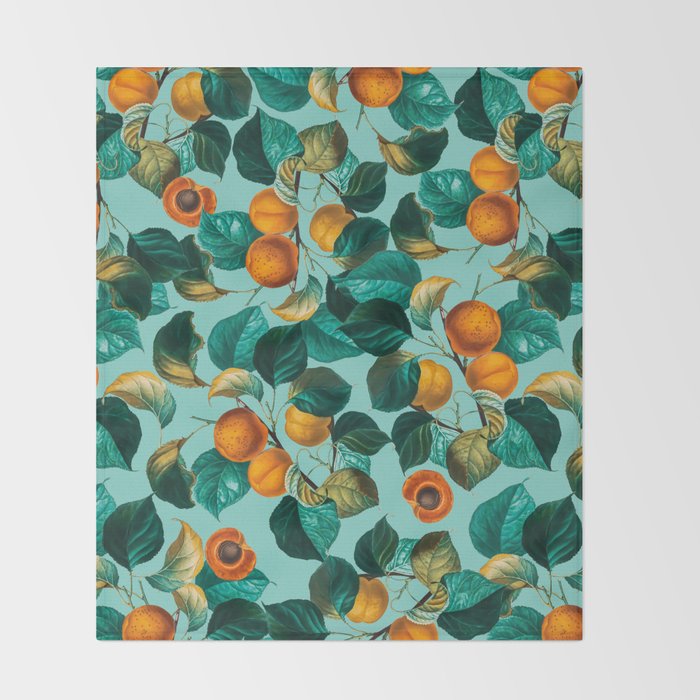 Peach and Leaf Pattern Throw Blanket Gallery Image 2