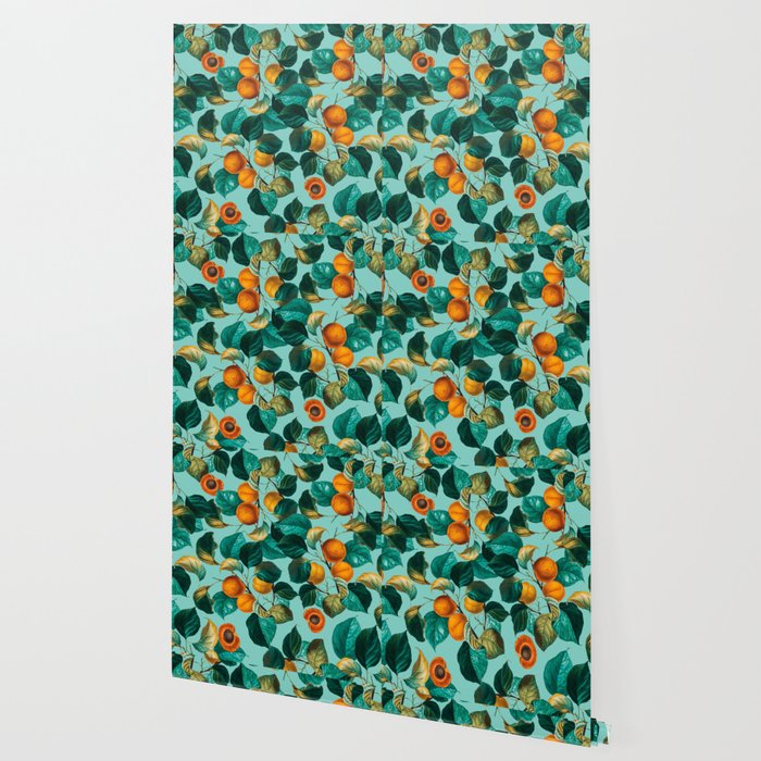 Peach and Leaf Pattern Wallpaper Gallery Image 2