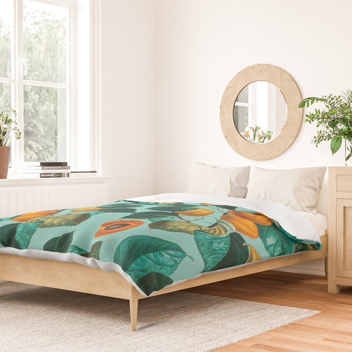 Peach and Leaf Pattern Duvet Cover Gallery Image 2