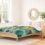Peach and Leaf Pattern Duvet Cover Gallery Image 2