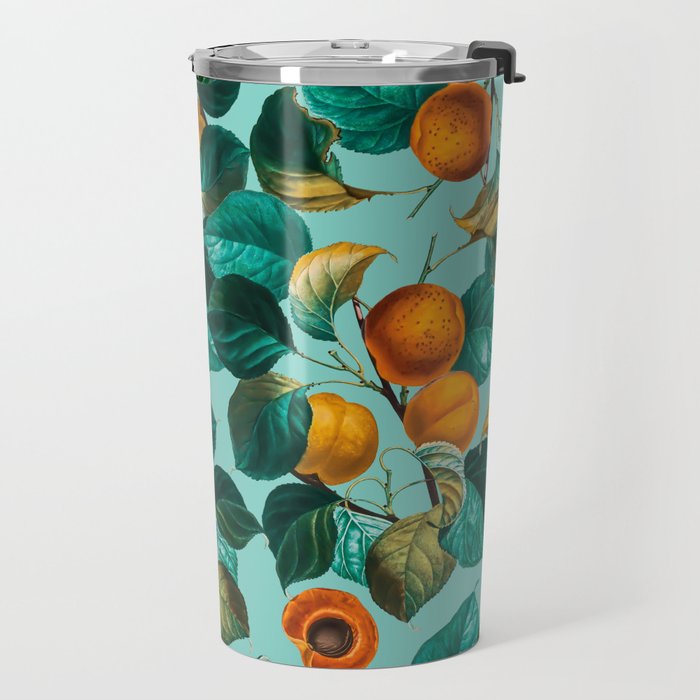 Peach and Leaf Pattern Travel Mug Gallery Image 2