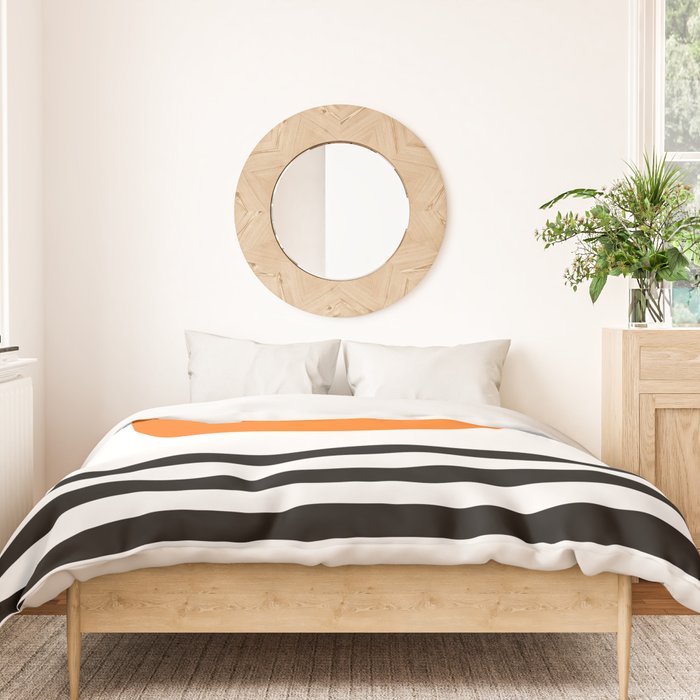Orange Zen Sunset Minimalist Art Black Stripes Simple Art Duvet Cover Gallery Image 3