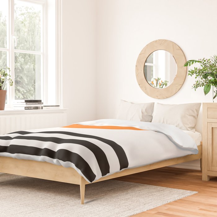 Orange Zen Sunset Minimalist Art Black Stripes Simple Art Duvet Cover Gallery Image 2