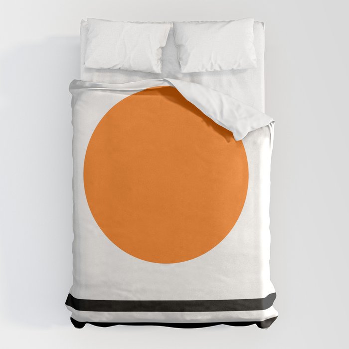 Orange Zen Sunset Minimalist Art Black Stripes Simple Art Duvet Cover Gallery Image 1