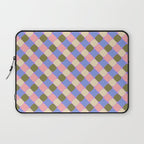 Checkered Geometric Shapes - Very Peri, Blue, Olive, Pink and Cream  Laptop Sleeve Gallery Image 1