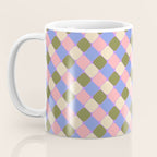 Checkered Geometric Shapes - Very Peri, Blue, Olive, Pink and Cream  Coffee Mug Gallery Image 3