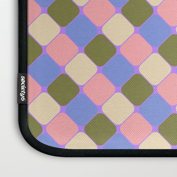 Checkered Geometric Shapes - Very Peri, Blue, Olive, Pink and Cream  Laptop Sleeve Gallery Image 3