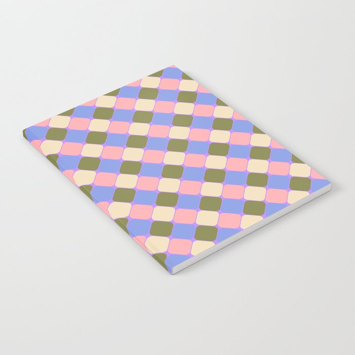 Checkered Geometric Shapes - Very Peri, Blue, Olive, Pink and Cream  Notebook Gallery Image 2