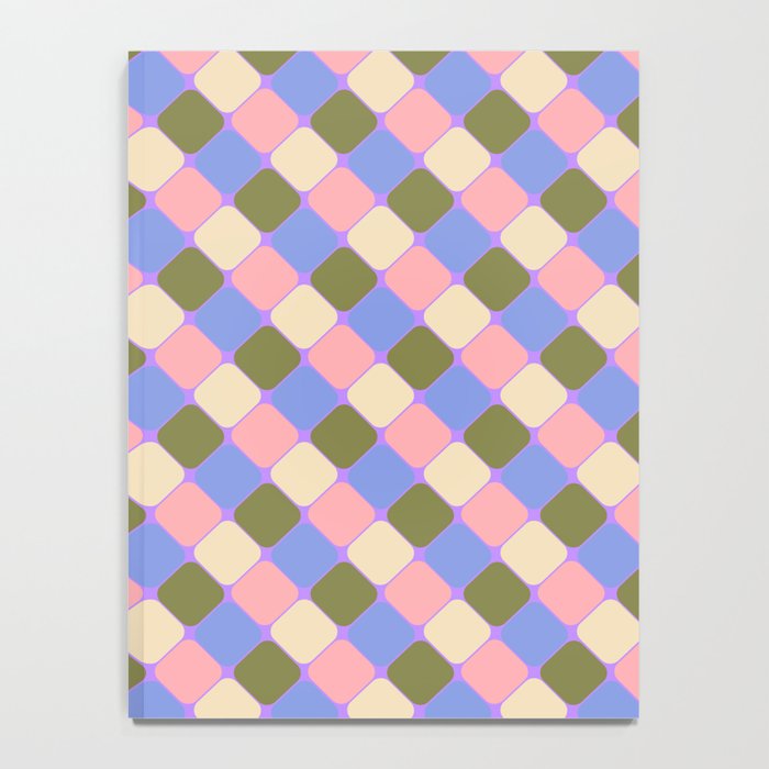 Checkered Geometric Shapes - Very Peri, Blue, Olive, Pink and Cream  Notebook Gallery Image 4