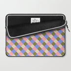 Checkered Geometric Shapes - Very Peri, Blue, Olive, Pink and Cream  Laptop Sleeve Gallery Image 2