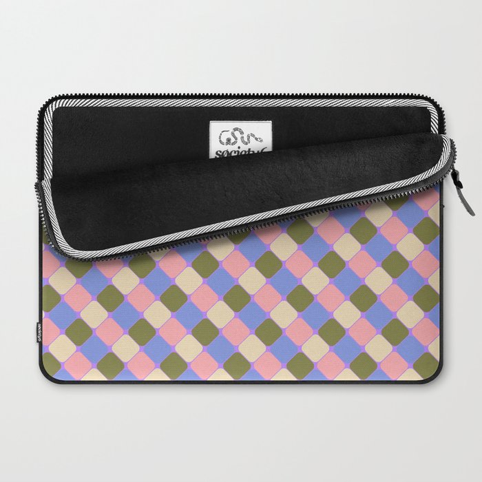 Checkered Geometric Shapes - Very Peri, Blue, Olive, Pink and Cream  Laptop Sleeve Gallery Image 2