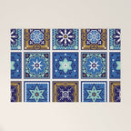 Talavera Mexican Tile - Navy & Bronze Palette Welcome Mat Gallery Image 1