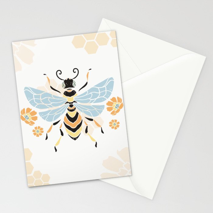 Honey Bee Abstract Pattern Stationery Card Gallery Image 2