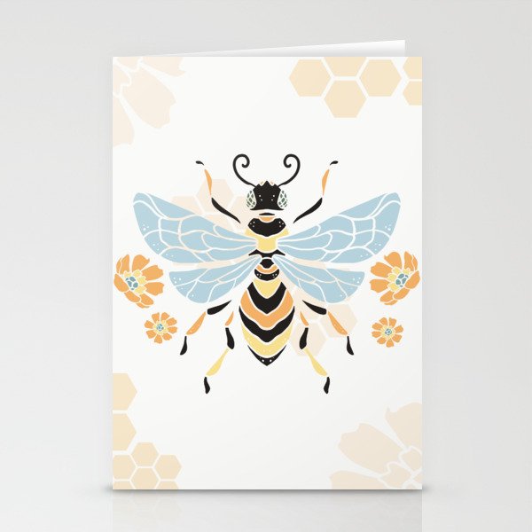 Honey Bee Abstract Pattern Stationery Card Gallery Image 1