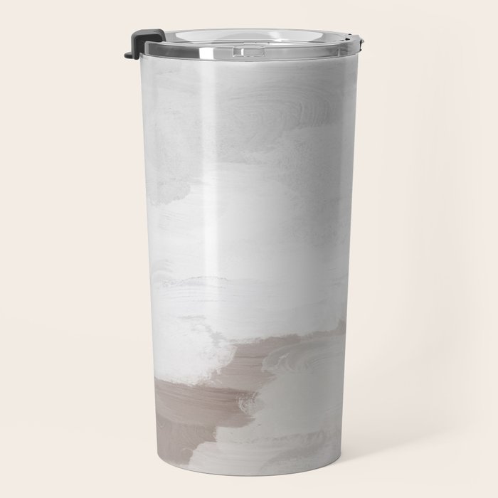 Sands of Time I - Gray Clouds Beige Sandy Desert Dunes Desolate Abstract Nature Painting Art Print Travel Mug Gallery Image 3