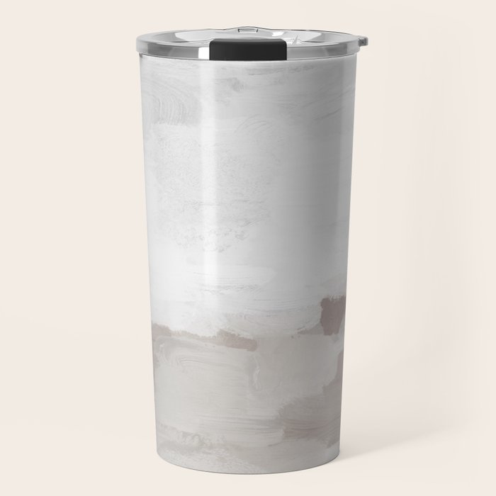 Sands of Time I - Gray Clouds Beige Sandy Desert Dunes Desolate Abstract Nature Painting Art Print Travel Mug Gallery Image 1