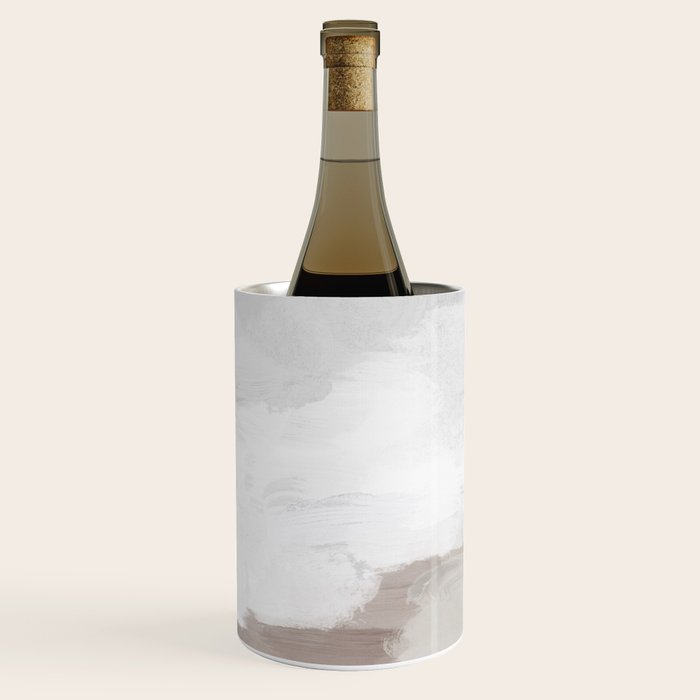 Sands of Time I - Gray Clouds Beige Sandy Desert Dunes Desolate Abstract Nature Painting Art Print Wine Chiller Gallery Image 2