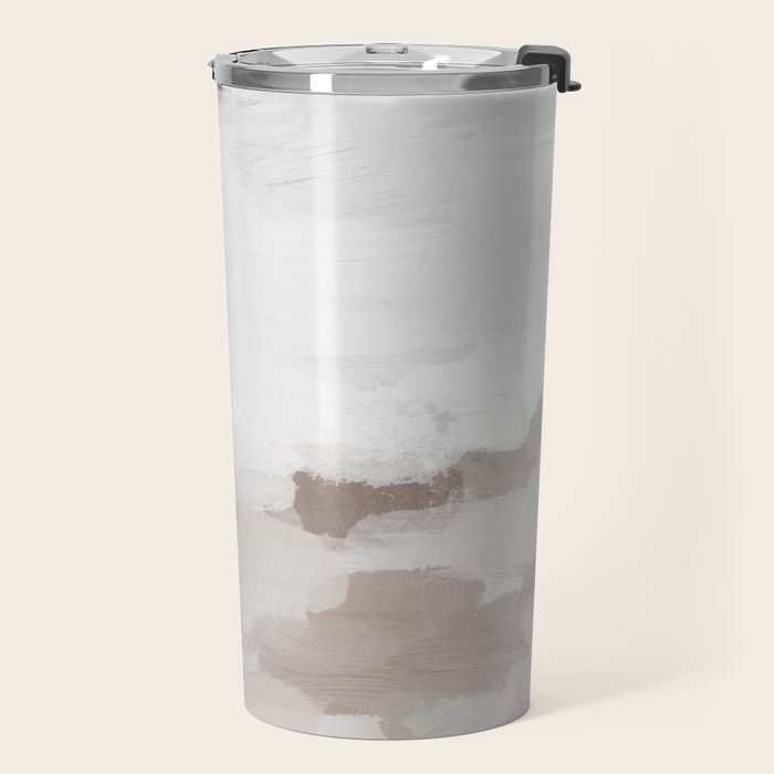 Sands of Time I - Gray Clouds Beige Sandy Desert Dunes Desolate Abstract Nature Painting Art Print Travel Mug Gallery Image 2