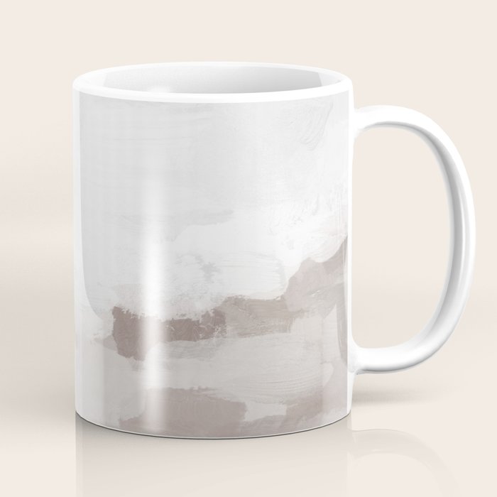 Sands of Time I - Gray Clouds Beige Sandy Desert Dunes Desolate Abstract Nature Painting Art Print Coffee Mug Gallery Image 1